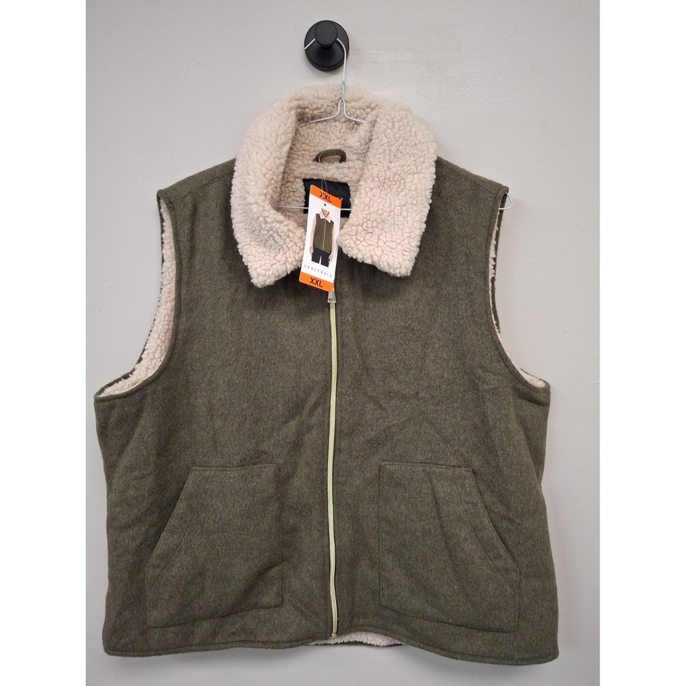 Sanctuary Women's Mixed Media Vest, Green (Olive), Size: 2XL, New